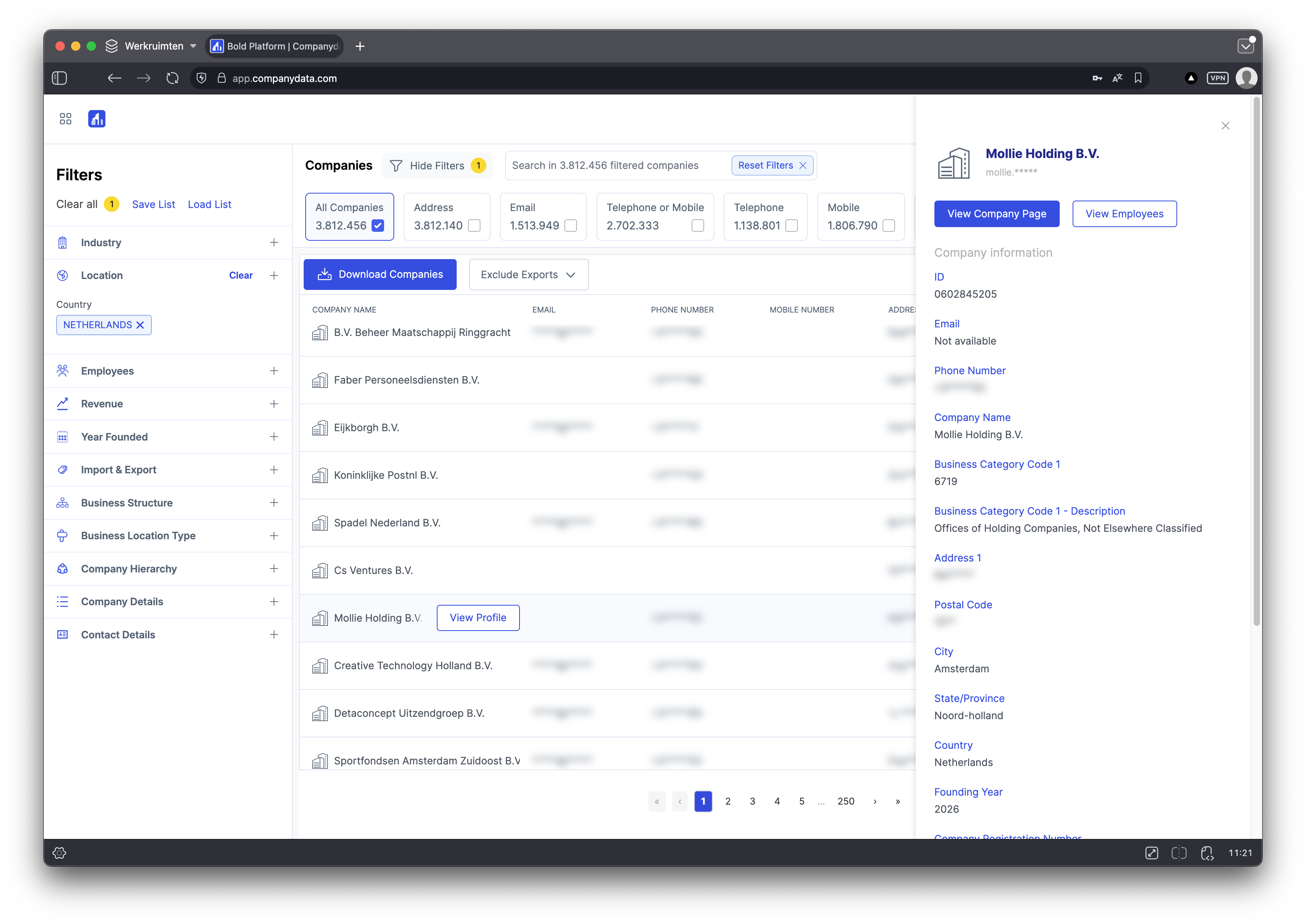 Bold Platform - Company Detail Sidebar