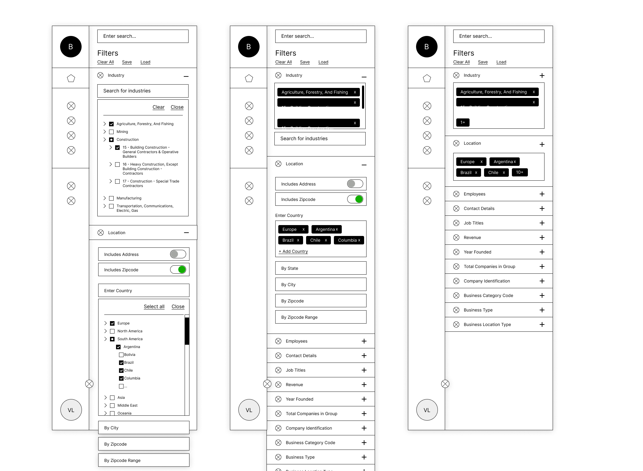 Wireframe Current Filter Selection